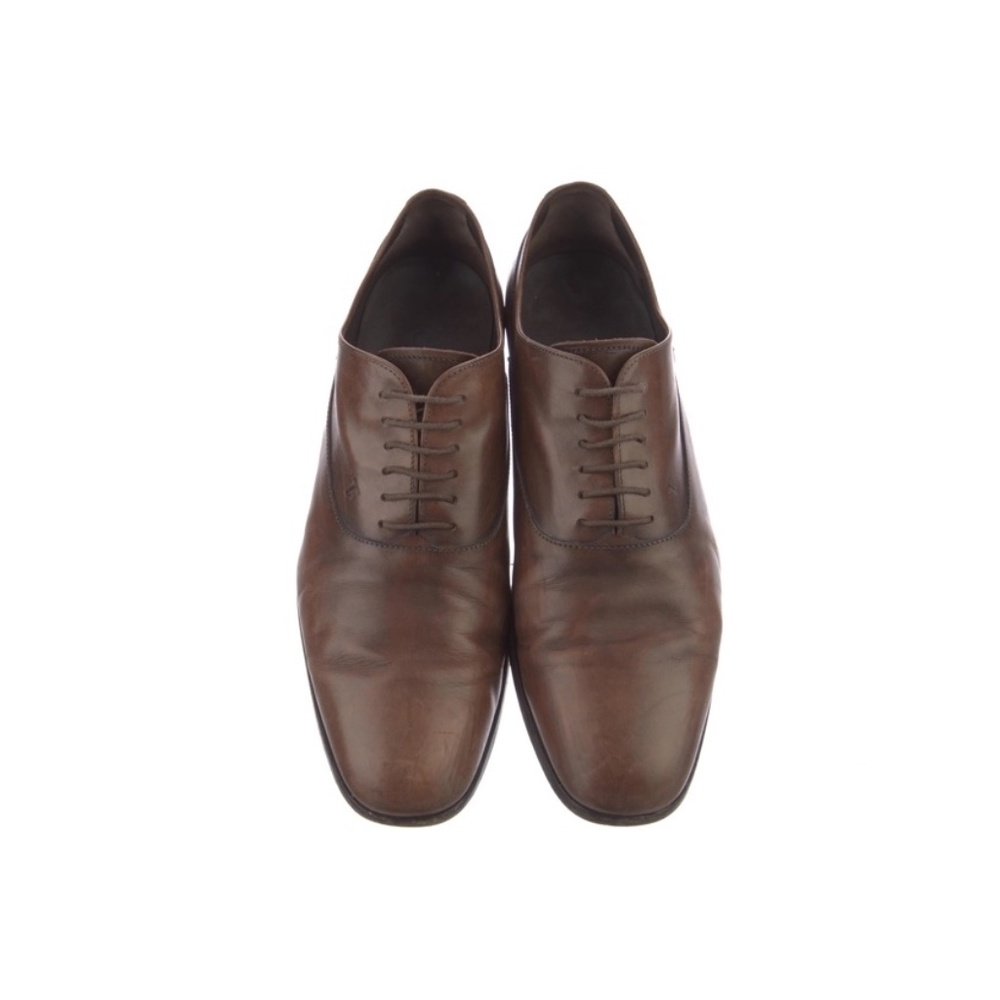 Tod's Brown Leather Lace Up Oxfords? Mens Shoes Size 9 Burnished Brown
